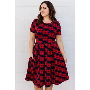 EUC Lularoe Amelia Box Pleat Zipper Dress